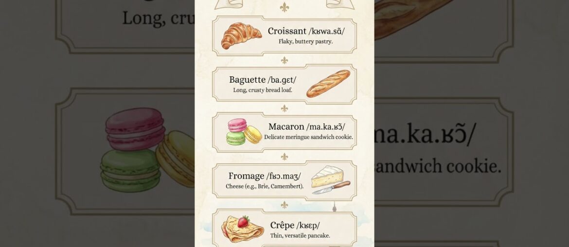 How to Pronounce 5 Famous French Foods 🥐 #LearnFrench #FrenchFood #FrenchPronunciation  #Croissant