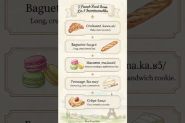 How to Pronounce 5 Famous French Foods 🥐 #LearnFrench #FrenchFood #FrenchPronunciation  #Croissant