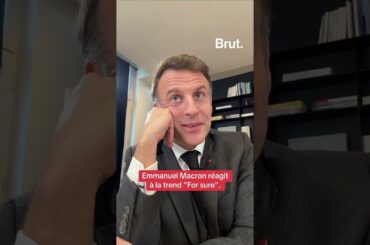 Emmanuel Macron réagit à la trend « For sure » après son discours à Davos.