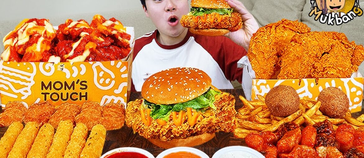 ASMR MUKBANG 맘스터치 양념 치킨먹방! 치즈 햄버거 치즈스틱 후라이드치킨 & 레시피 CRISPY FRIED CHICKEN CHEESE BURGER EATING SOUND! ASMR MUKBANG 맘스터치 양념 치킨먹방! 치즈 햄버거 치즈스틱 후라이드치킨 & 레시피 CRISPY FRIED CHICKEN CHEESE BURGER EATING SOUND!