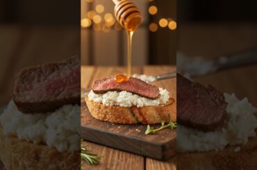 The Best Appetizer You’ll Make This Year! 🥩🍯☁️#WhippedFeta #SteakCrostini #HotHoney #AppetizerGoals