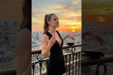 Beautiful Mademoiselle Singing in Paris #SunsetView #LaVilledelAmour #LoveSong #Shorts #Minidress