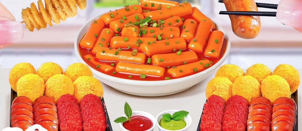🥰 Best Of Mini Spicy Tteokbokki With Corn Dogs & French Fries Recipe | ASMR Cooking Mini Food