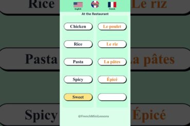 Learn French Vocabulary for Beginners (A2) At the Restaurant 🍽️ Day 2 Part 1