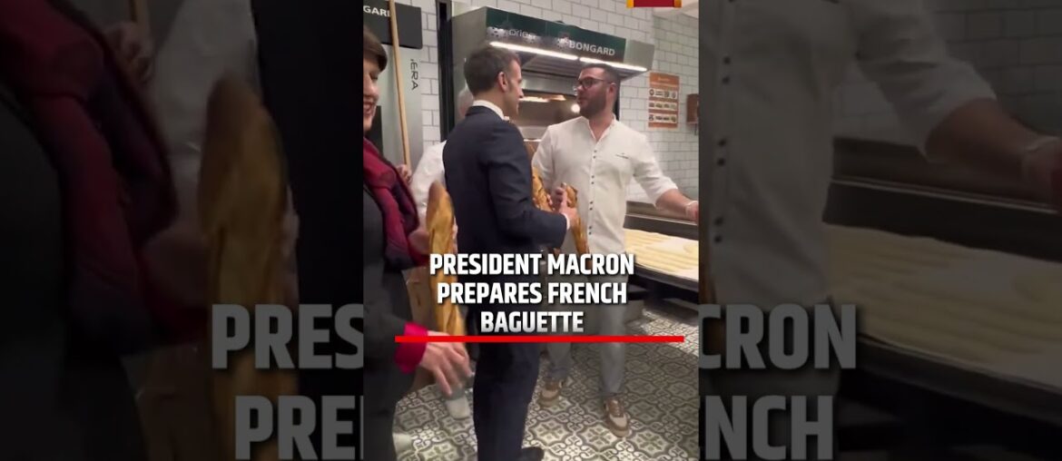 French President Emmanuel Macron Prepares and Shares the French Baguette | #shorts French President Emmanuel Macron Prepares and Shares the French Baguette | #shorts