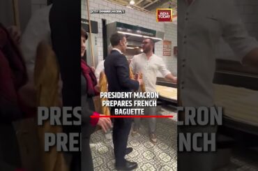 French President Emmanuel Macron Prepares and Shares the French Baguette | #shorts