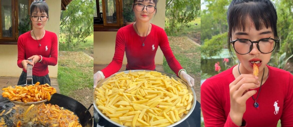 Amazing cooking deep fried potato for french fries recipe
