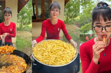 Amazing cooking deep fried potato for french fries recipe