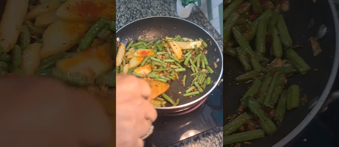 French Aloo Beans  ki sabji😋 #reels #tasty #aloo #beans#tomato #food #cooking #lunch#viral#shorts