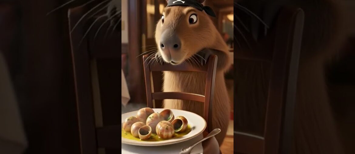 Pirate Capybara Tastes Escargot in a French Restaurant in New York 🐾🇫🇷🗽#Capybara #Escargot #French