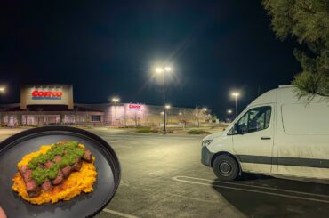 Stealth Camping in a Costco Parking Lot & Gourmet Cooking