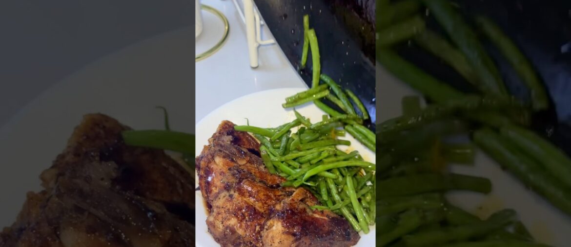 Left over rotisserie chicken with french beans. #cooking #food