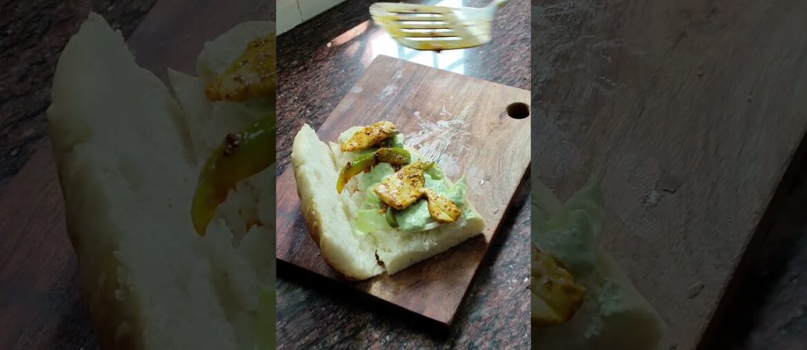 French bread burger with desi tadka 😎# ytshort #foodreels# burger # bread