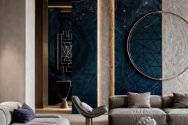 Modern Luxury Living Room with Cosmic Marble Wall [1152×576]