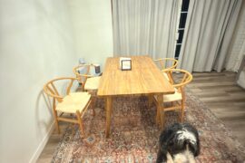 Rug covering entire dining area