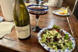 KB Pisoni 2010: juicy and savory with bright cherry and a little earth. Making do with the glassware at our disposal.