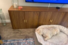 Walnut cabinet with ash brown wood