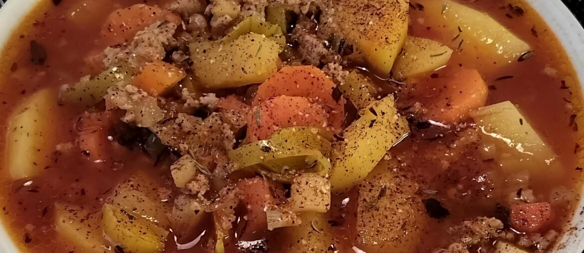 Minced meat soup. Read more below.