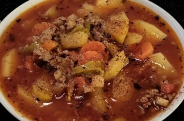 Minced meat soup. Read more below.