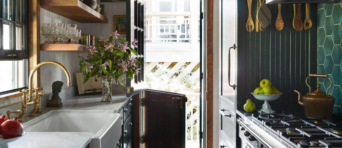 Galley kitchen in a Provincetown house, Cape Cod, Massachusetts [1897x2444]