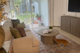 Should I change the coffee table to a lighter color or keep the same color to match the table under the tv?