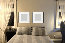 Center frames with bed or windows?