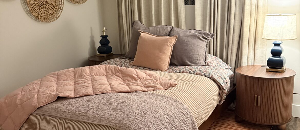 curtain color, feels drab. (trying to decide on lampshades too