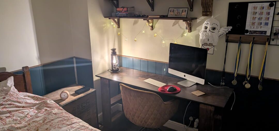 Redecorated my son’s bedroom with a subtle Harry Potter theme. What should we add next? Redecorated my son's bedroom with a subtle Harry Potter theme. What should we add next?