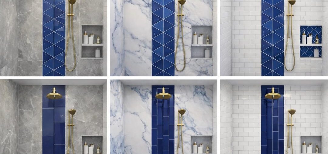 Shower wall tile – background colour and accent choices Shower wall tile - background colour and accent choices