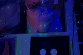 Repurposed one of those lil spaceman ceiling projector things.