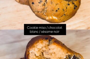 Cookie miso, sésame noir et chocolat blanc