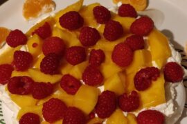 Pavlova mangue framboises