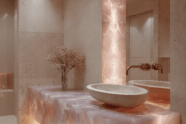 Backlit Rose Onyx Bathrooms – Ethereal Glow Luxury [1152×576]