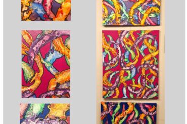 Hey friends. Here is GROUP #4  All the pieces in GROUP #4 are 24 by 30 on canvas, painted in acrylics, using texture pastes, and a variety of mediums. This collection features roughly 50 paintings. When I post a painting of this size online, reducing it to a postage-stamp size loses the