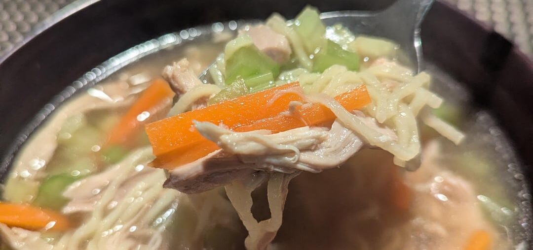 Chicken soup from scratch with homemade pasta