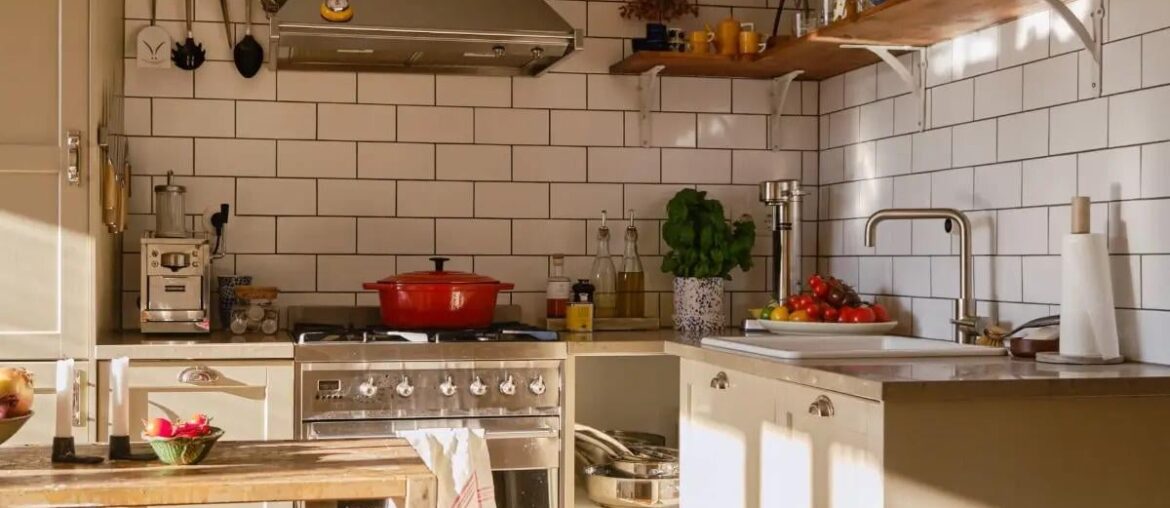 Subway-tiled kitchen in a renovated 1930s apartment, Stockholm, Sweden [1200x1600]