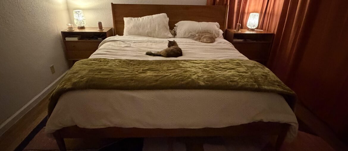 Our small 1950s home bedroom.