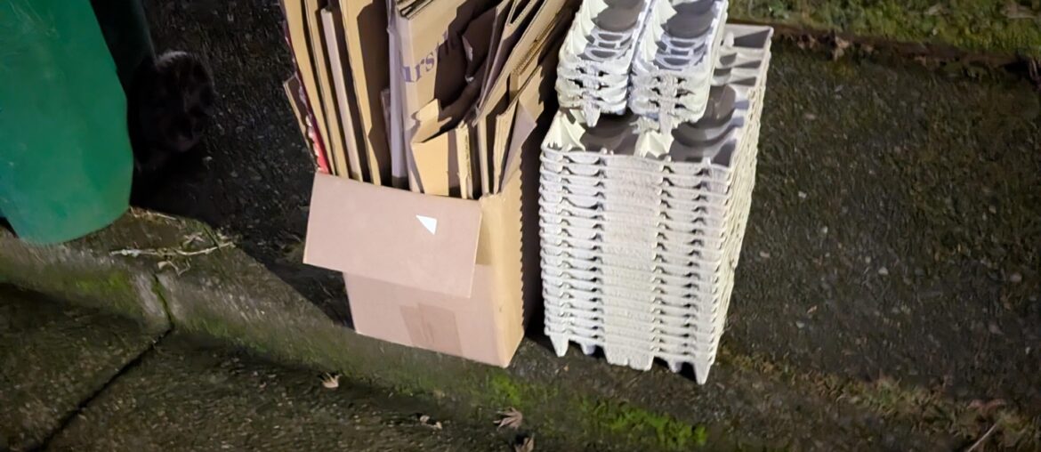 Garbage day after marathon shipping comes in