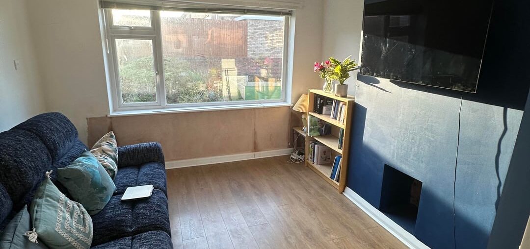 Shaggy rug update post- thank you to the person that suggested the concept of seasonal decor and swapping rugs in spring/summer. Rolled it up and it feels like a brand new room. (Pic 2 is before)