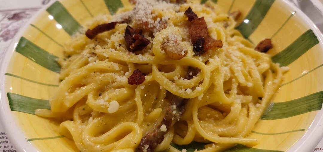 Carbonara and Trippa alla Romana, eaten in Rome