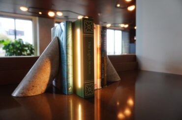 I made these bookshelf lamps that highlight my book collection