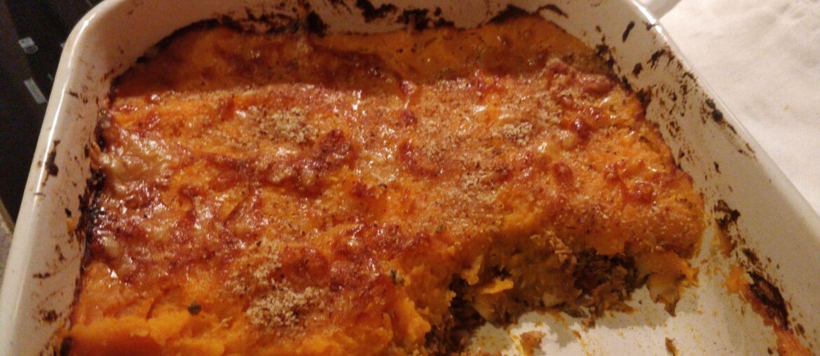 Hachis parmentier poulet champignons patate douce