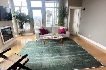 How to improve living room with green rug