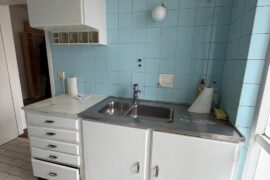 First-time homeowner, not sure what to do with the blue tiles and this vintage kitchen. Should I keep it/paint it or remove everything?
