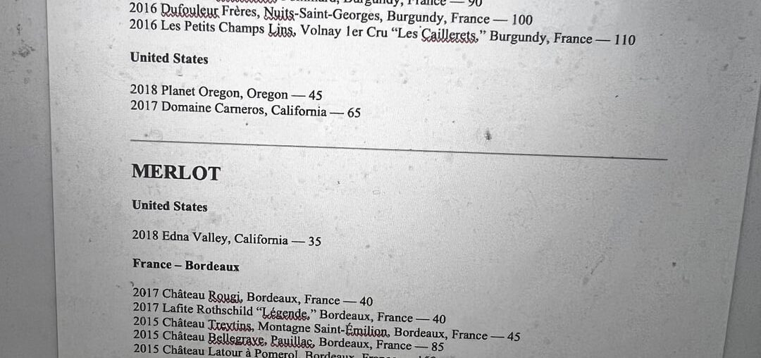 Recommendations from this wine list?