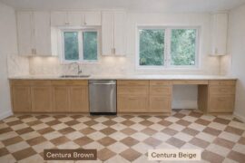 Kitchen checkerboard tile floor colour recommendations?