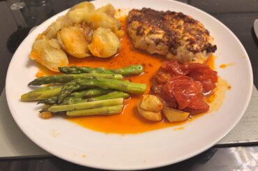 Roast Harissa coated chicken