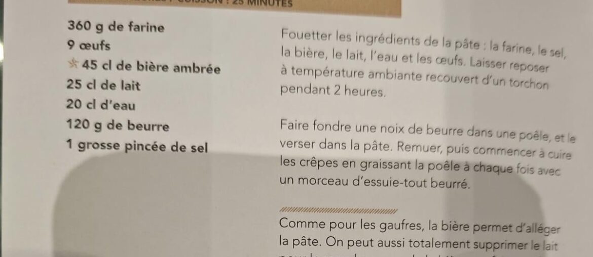 Avis sur cette recette de pâte à crêpes (issue d’un livre)?