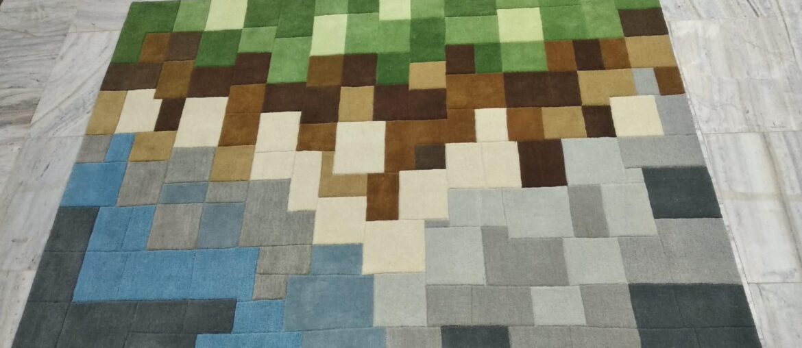 Hand-tufted this pixel-style wool rug inspired by nature textures — what do you think?