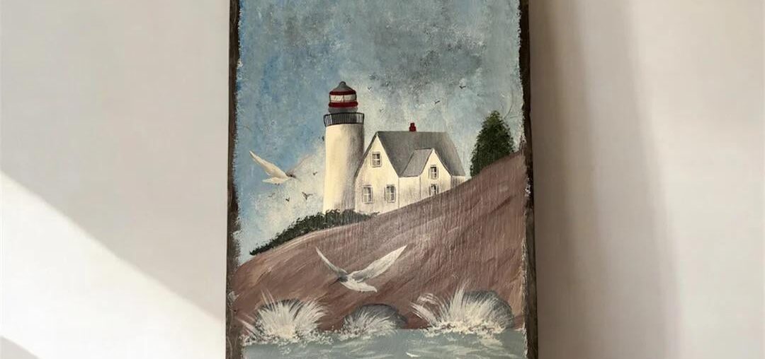 Hand Painted Nautical Scene On Slate